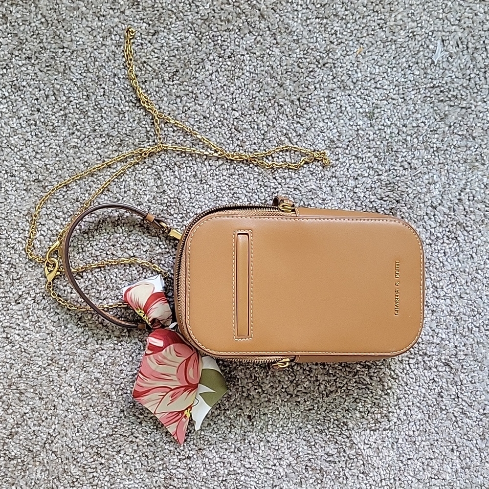 Charles and Keith Brown Crossbody Chain Clutch Handbag